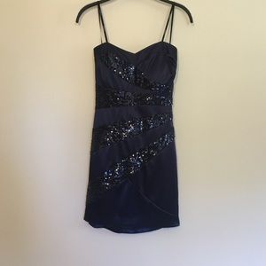 Blue Strapless Sequin Sparkle  Dress